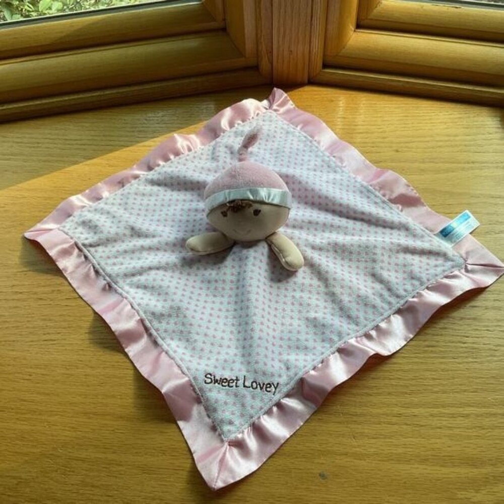 Kids Preferred Sweet Lovey Pink Polka Dot Baby Security Blanket With Plush Toy